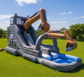 T8-5576 Excavator Theme Inflatable Water Slide