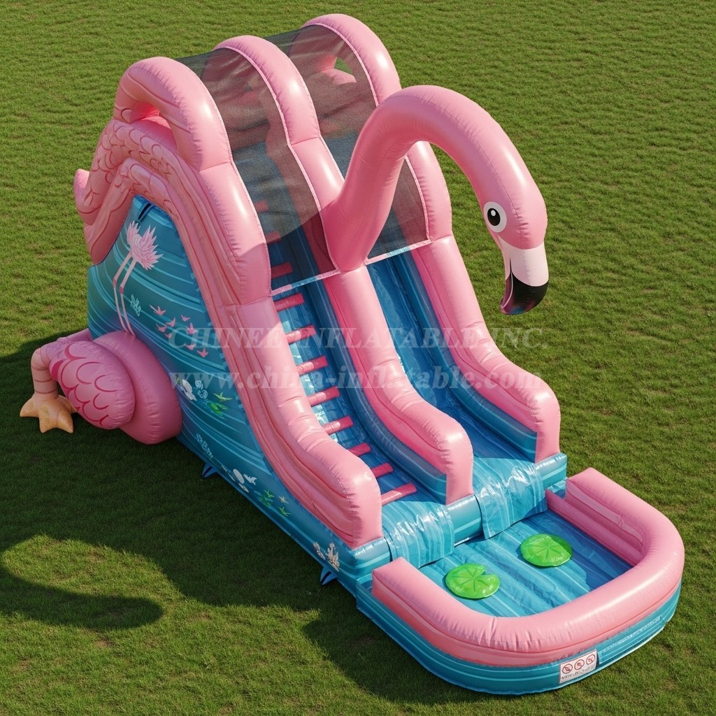 T8-5595 Flamingo Theme Inflatable Water Slide