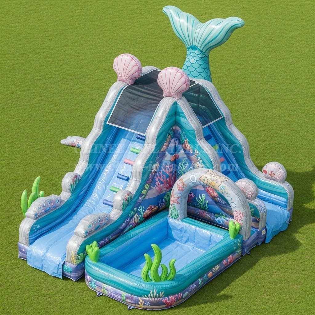T8-5683 Mermaid Theme Inflatable Water Slide