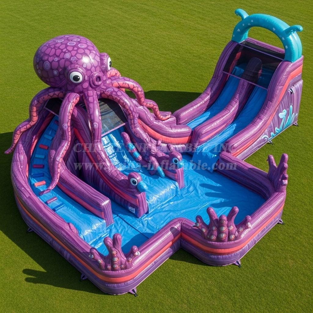T8-5712 Octopus Theme Inflatable Water Slide