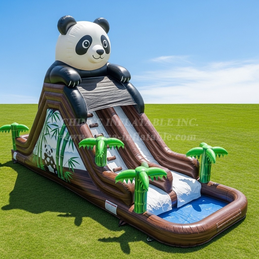 T8-5725 Panda Theme Inflatable Water Slide
