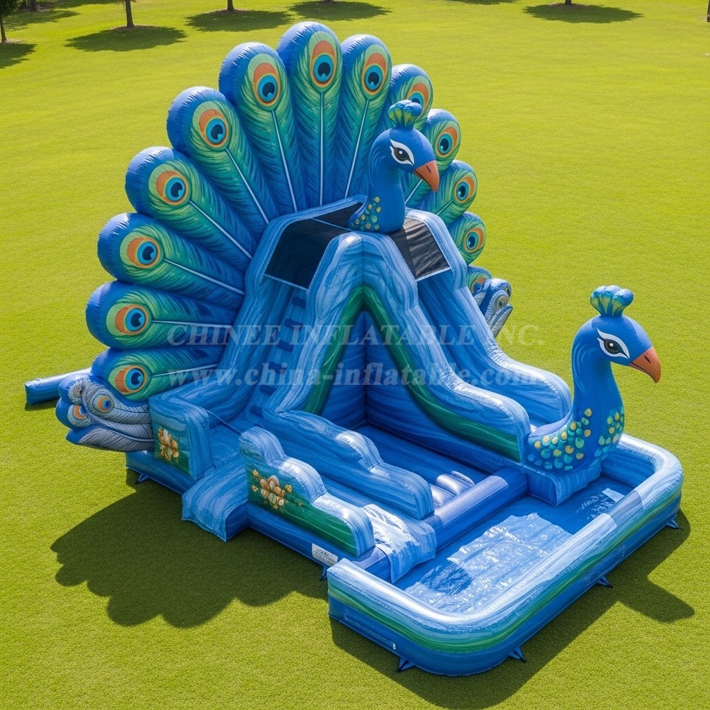 T8-5737 Peacock Theme Inflatable Water Slide