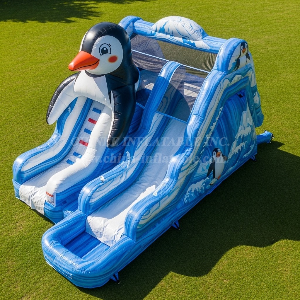 T8-5744 Penguin Theme Inflatable Water Slide