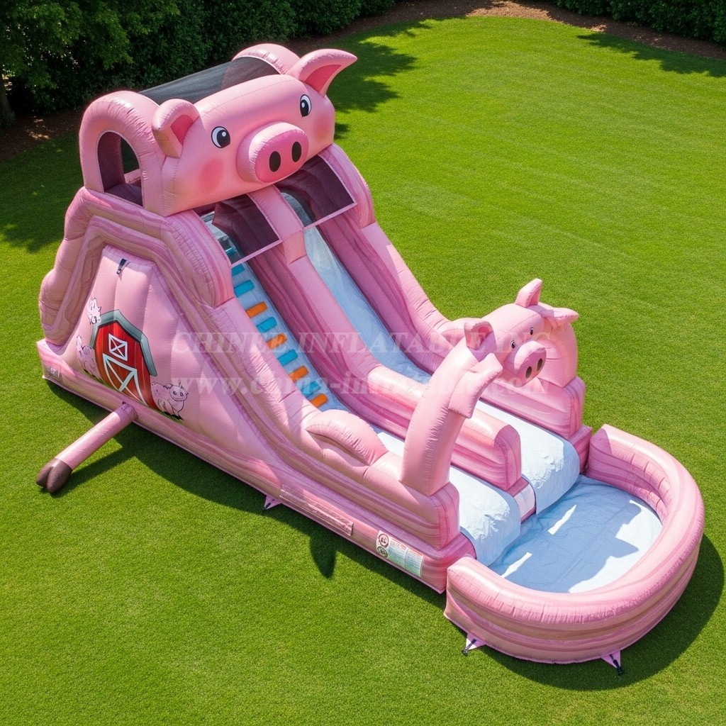 T8-5753 Pig Theme Inflatable Water Slide