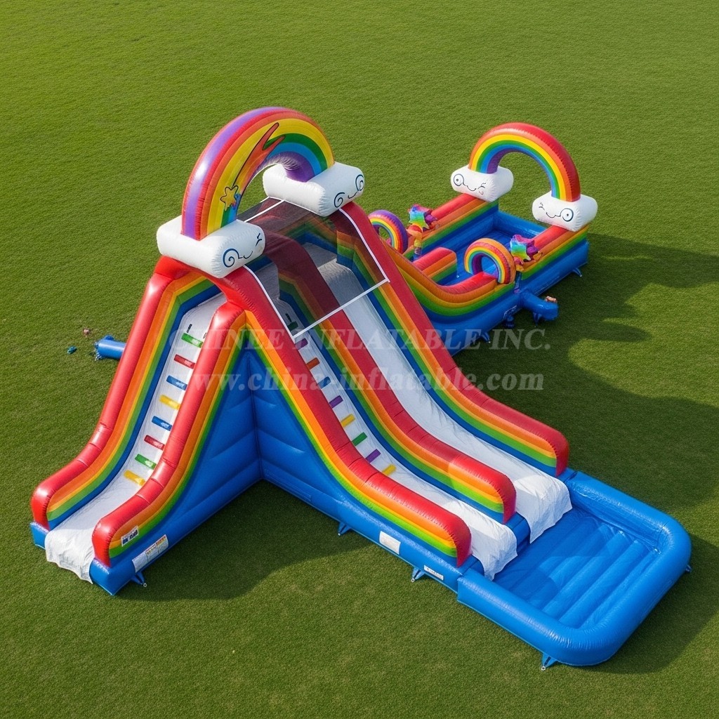 T8-5776 Rainbow Theme Inflatable Water Slide