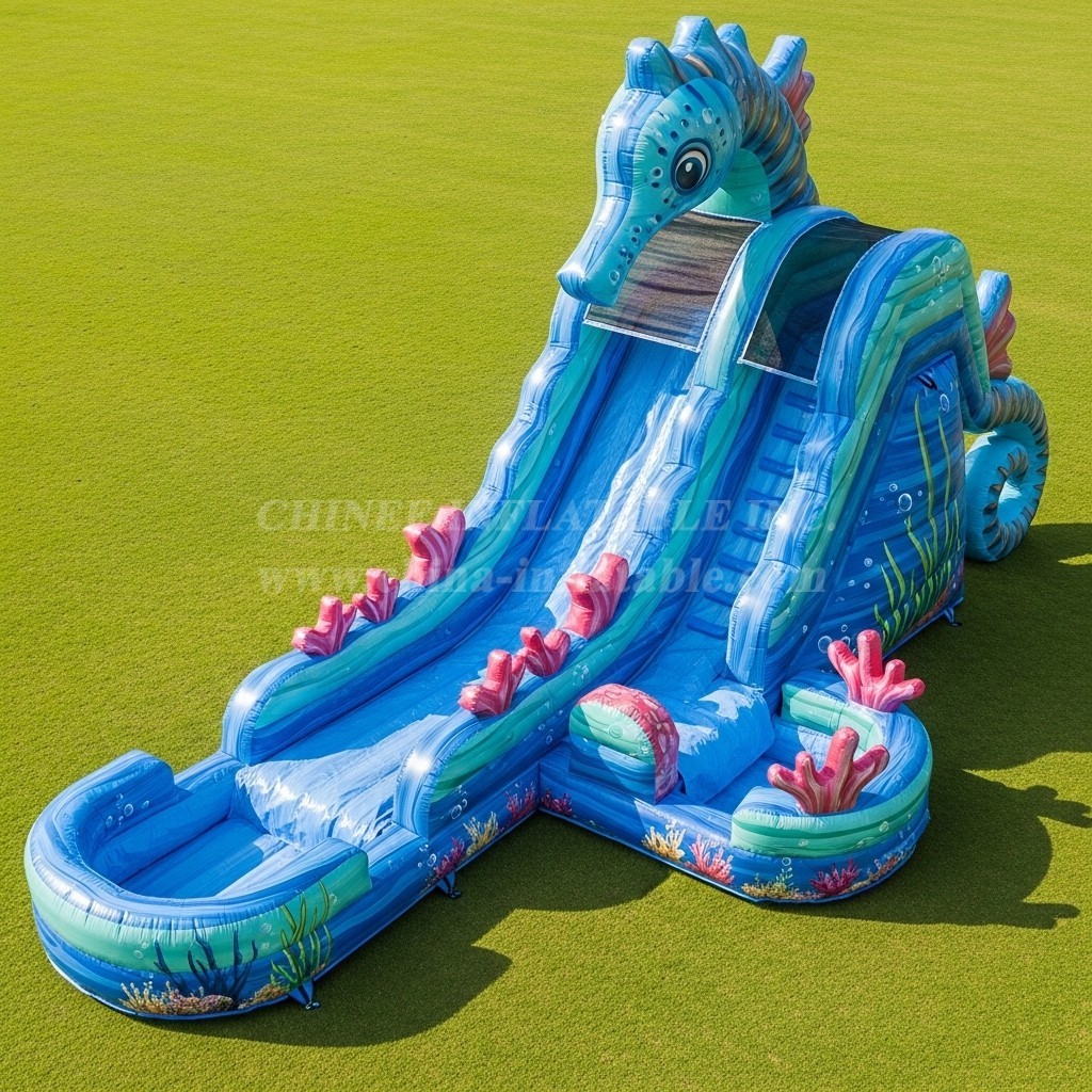 T8-5793 Seahorse Theme Inflatable Water Slide