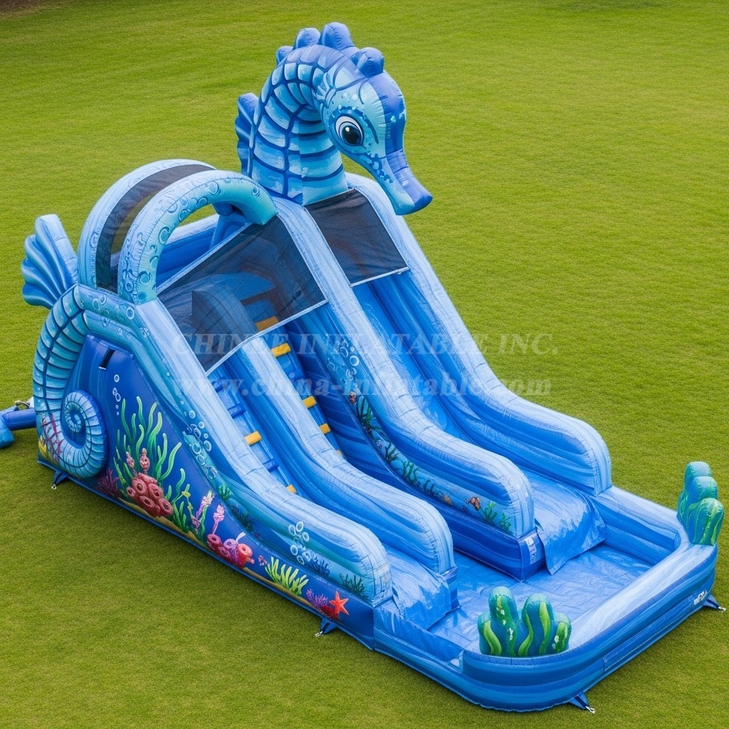 T8-5794 Seahorse Theme Inflatable Water Slide