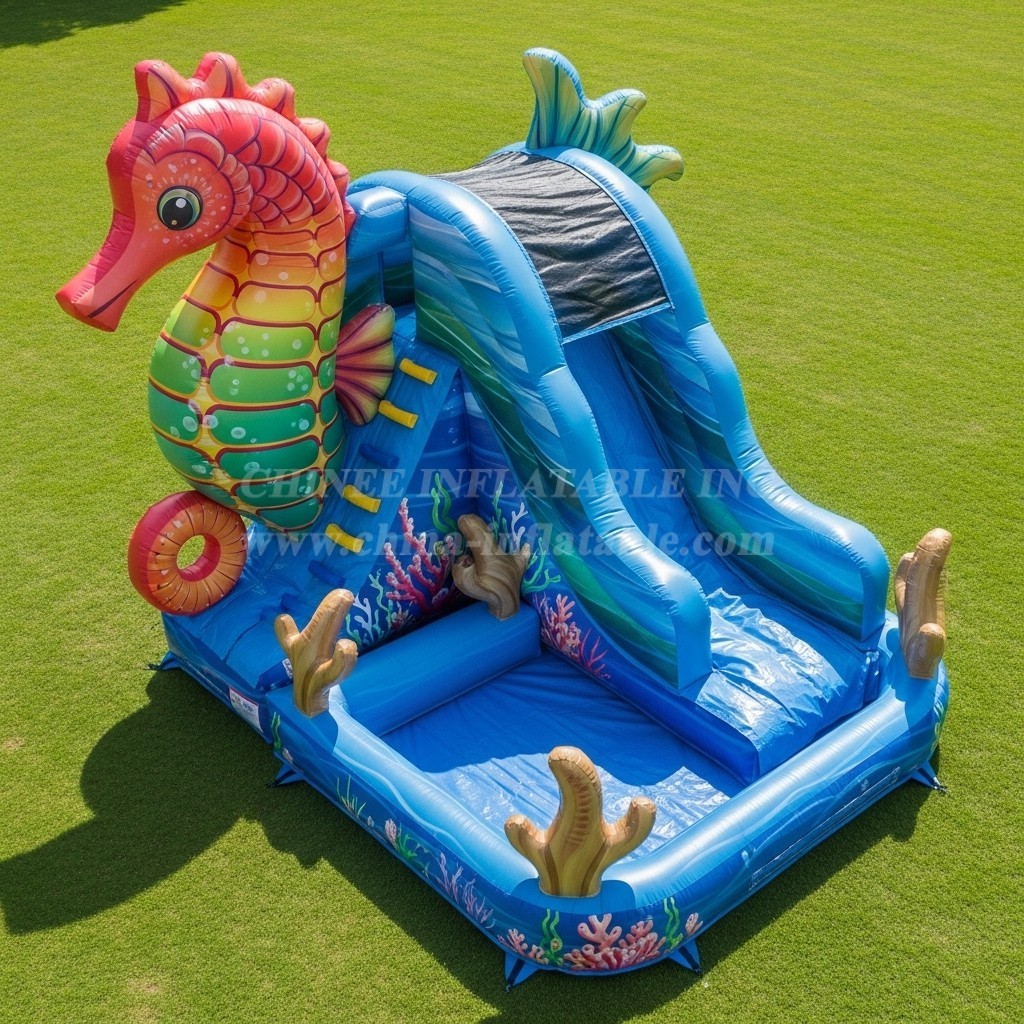 T8-5797 Seahorse Theme Inflatable Water Slide