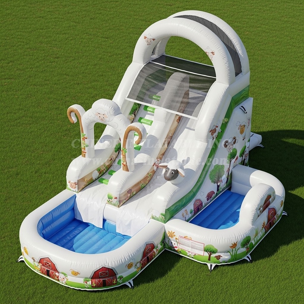 T8-5808 Sheep Theme Inflatable Water Slide