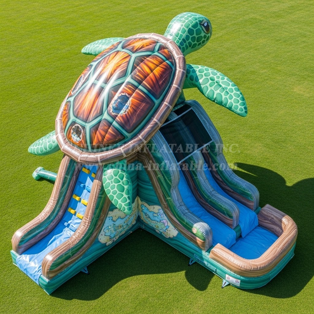 T8-5852 Turtle Theme Inflatable Water Slide