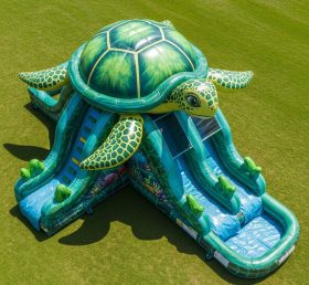 T8-5857 Turtle Theme Inflatable Water Slide