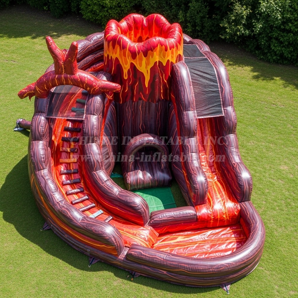T8-5866 Volcano Theme Inflatable Water Slide