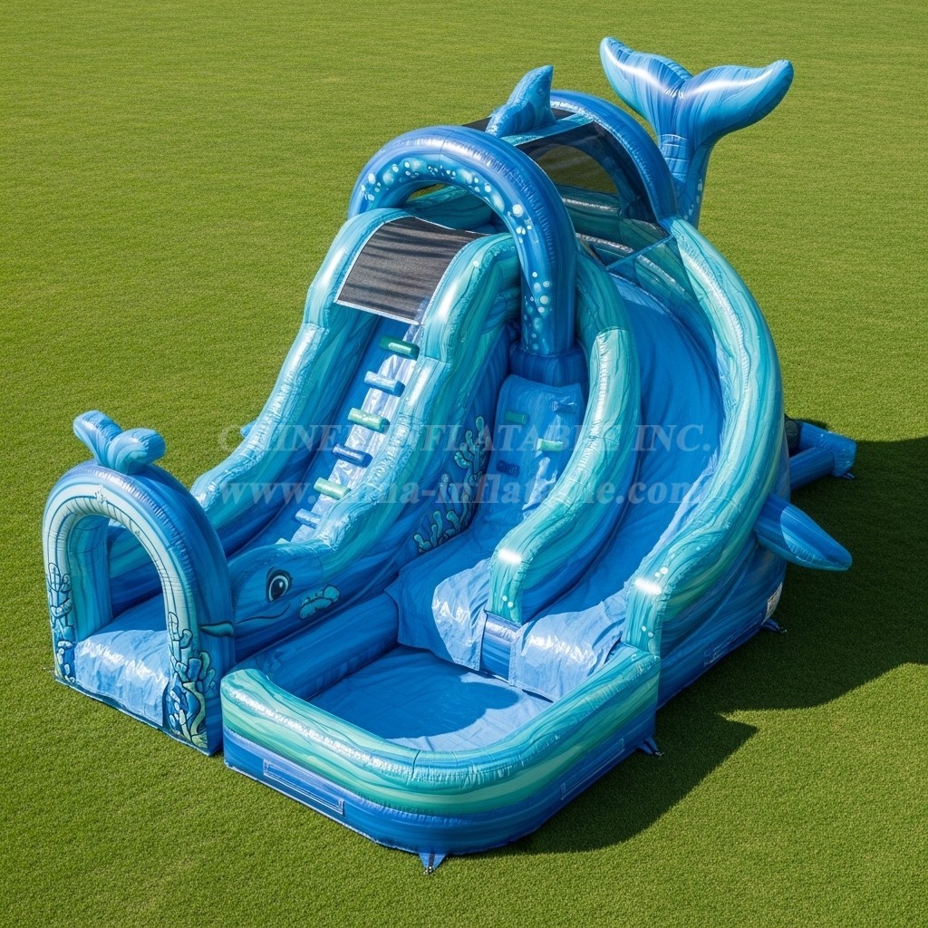 T8-5871 Whale Theme Inflatable Water Slide