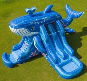 T8-5874 Whale Theme Inflatable Water Slide
