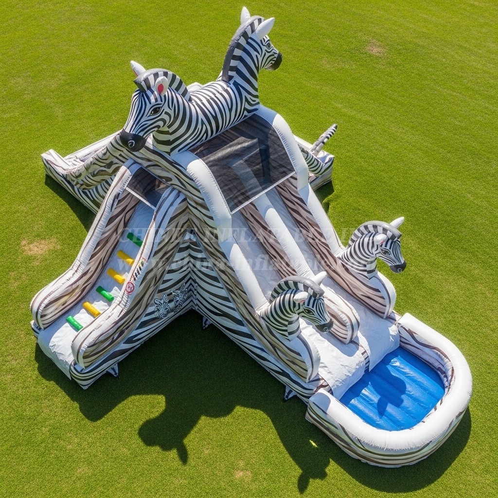 T8-5898 Zebra Theme Inflatable Water Slide