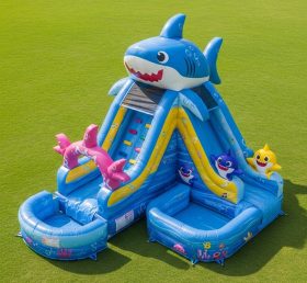 T8-7125 Baby Shark Theme Inflatable Water Slide