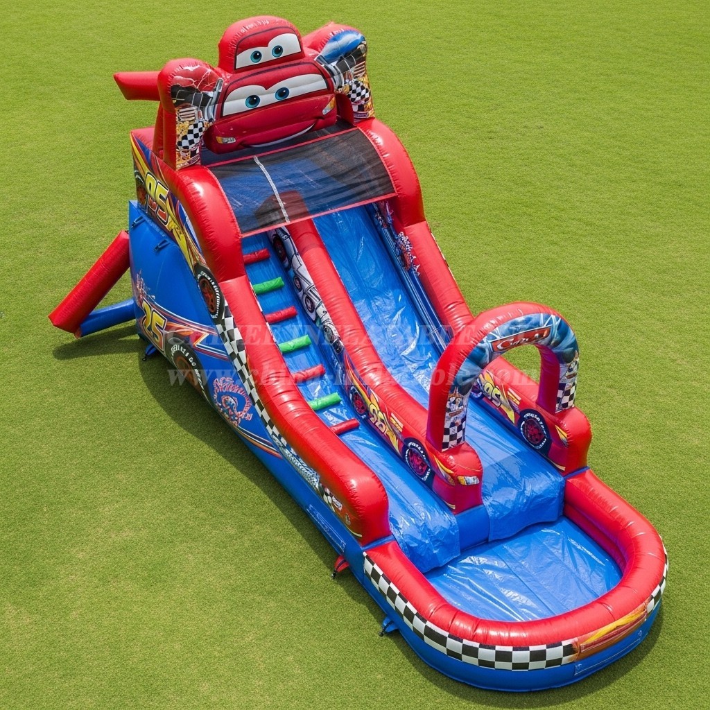 T8-7195 Cars Theme Inflatable Water Slide