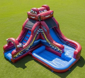 T8-7196 Cars Theme Inflatable Water Slide