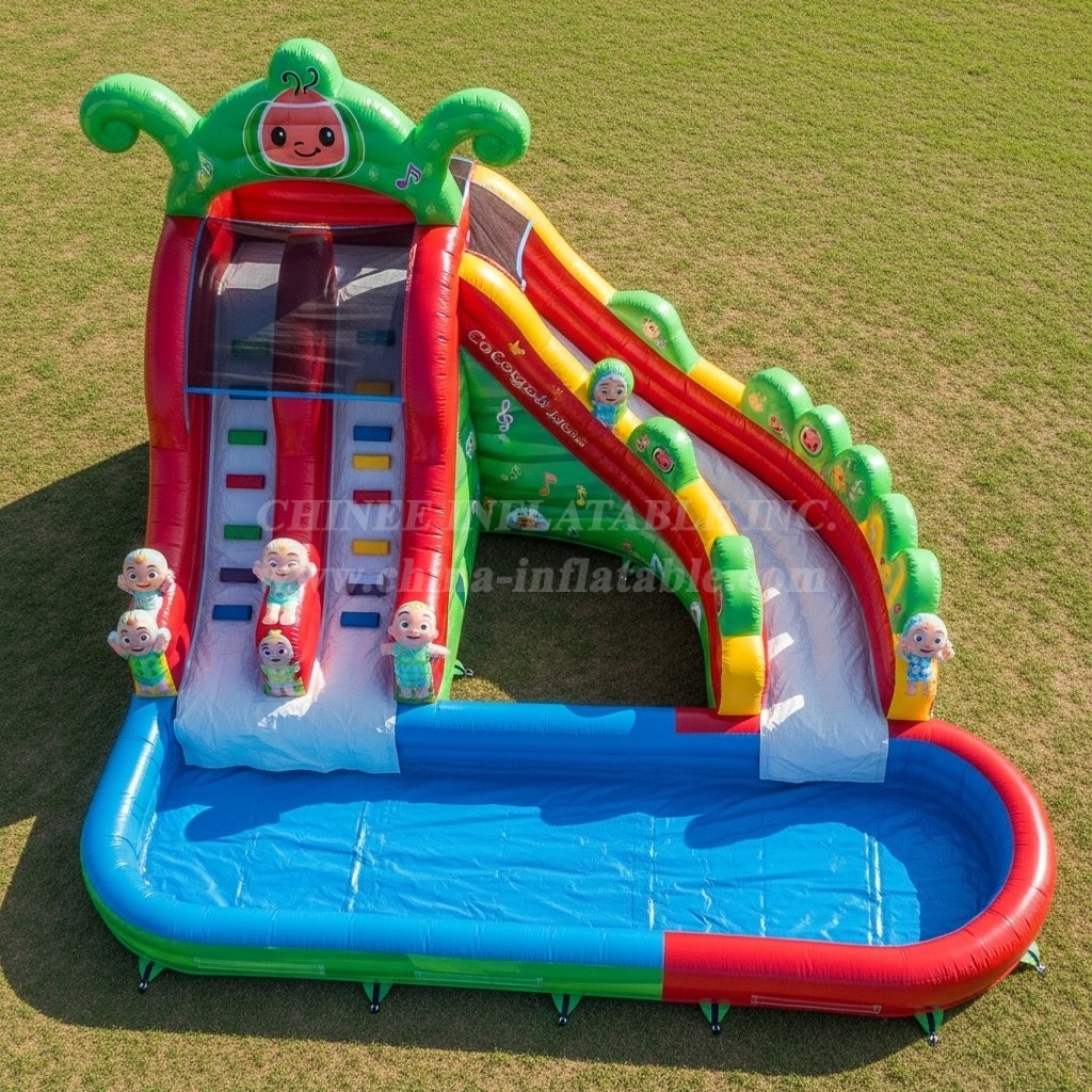 T8-7201 Cocomelon Theme Inflatable Water Slide