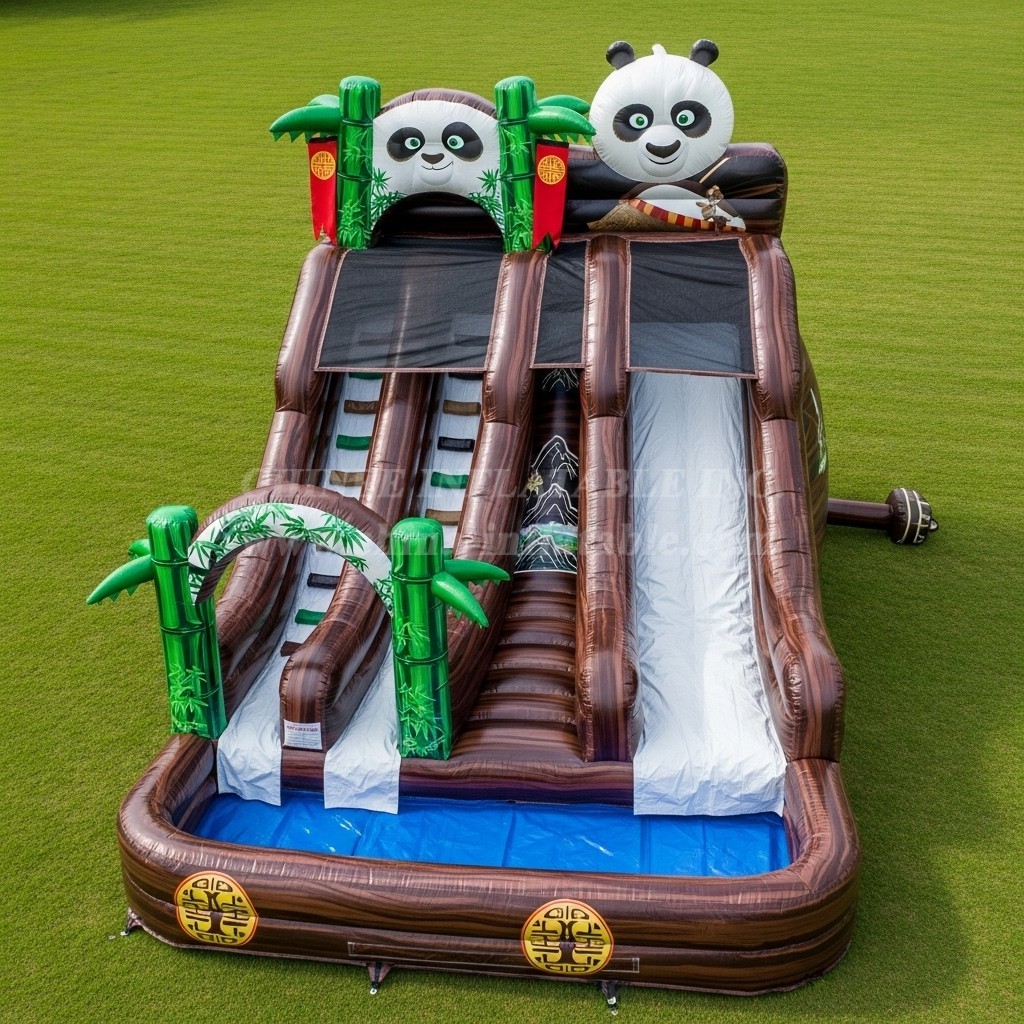 T8-7283 Kung Fu Panda Theme Inflatable Water Slide