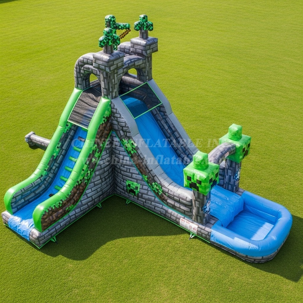 T8-7325 Minecraft Theme Inflatable Water Slide