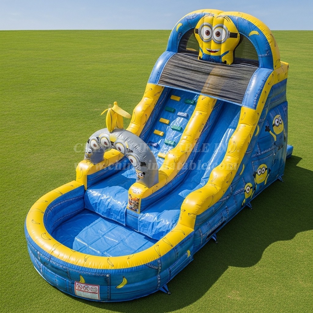 T8-7336 Minions Theme Inflatable Water Slide