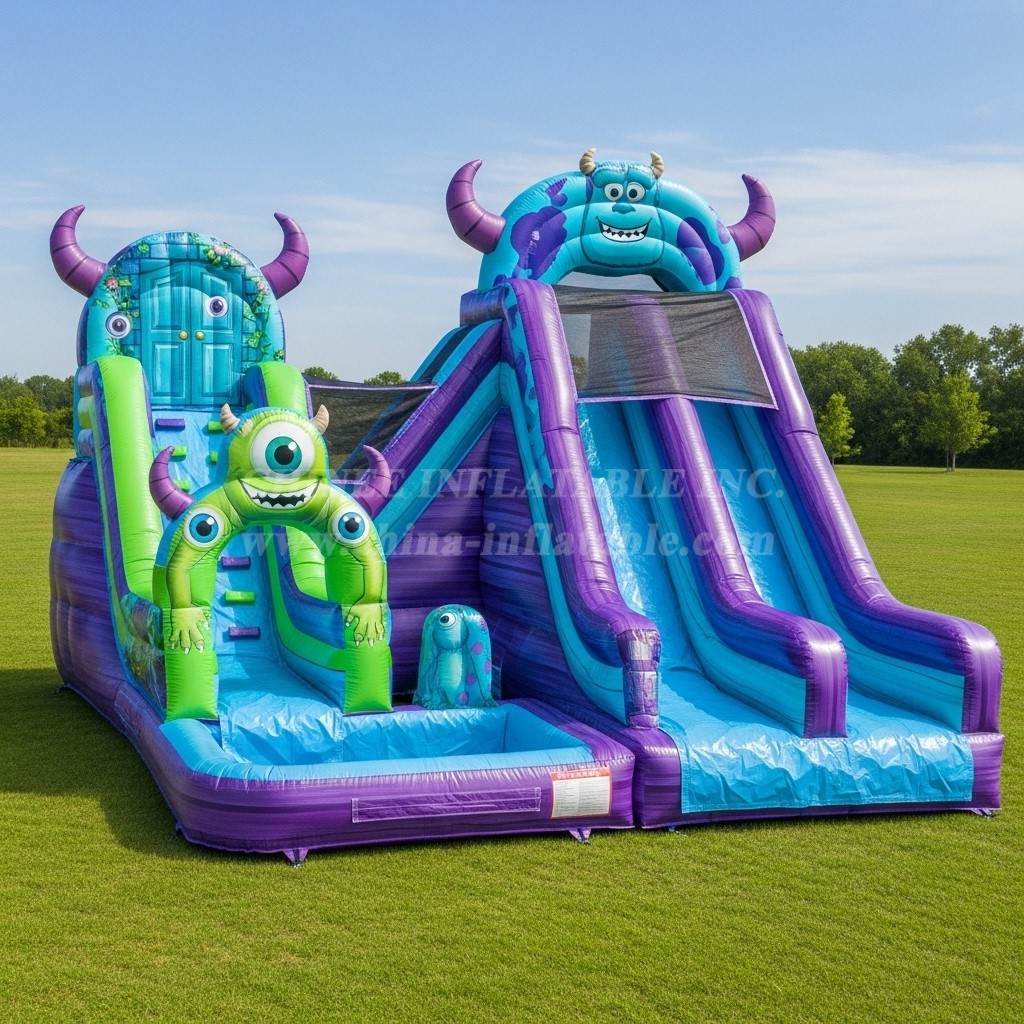 T8-7348 Monsters Inc Theme Inflatable Water Slide