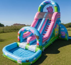 T8-7385 Peppa Pig Theme Inflatable Water Slide