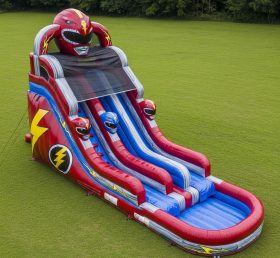 T8-7416 Power Rangers Theme Inflatable Water Slide