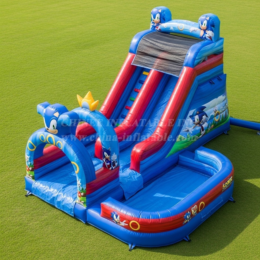 T8-7475 Sonic Theme Inflatable Water Slide