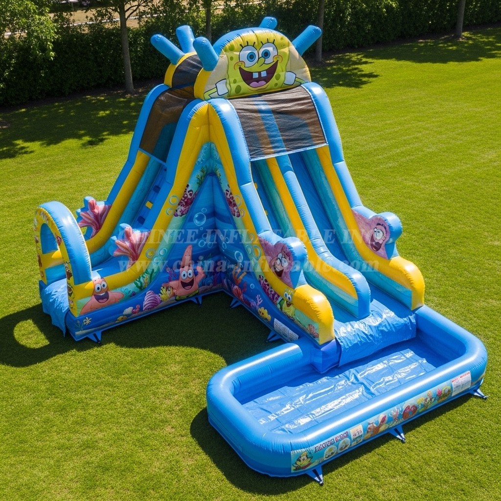 T8-7482 SpongeBob Theme Inflatable Water Slide