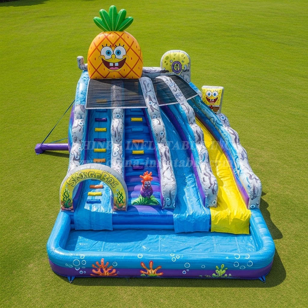 T8-7486 SpongeBob Theme Inflatable Water Slide
