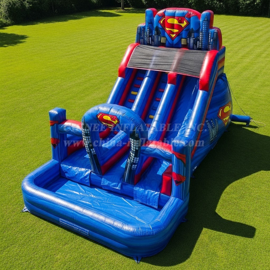 T8-7504 Superman Theme Inflatable Water Slide