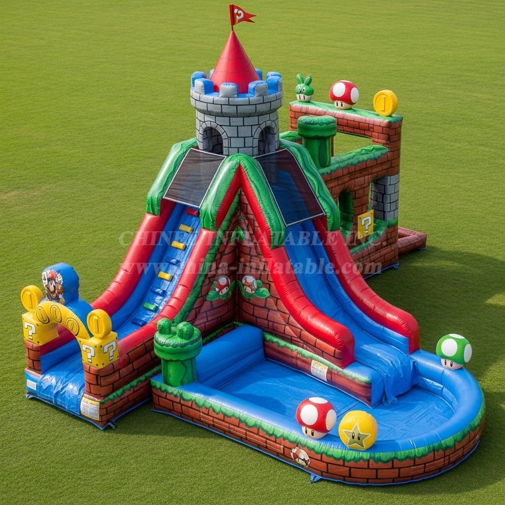 T8-7828 Super Mario Theme Inflatable Water Slide