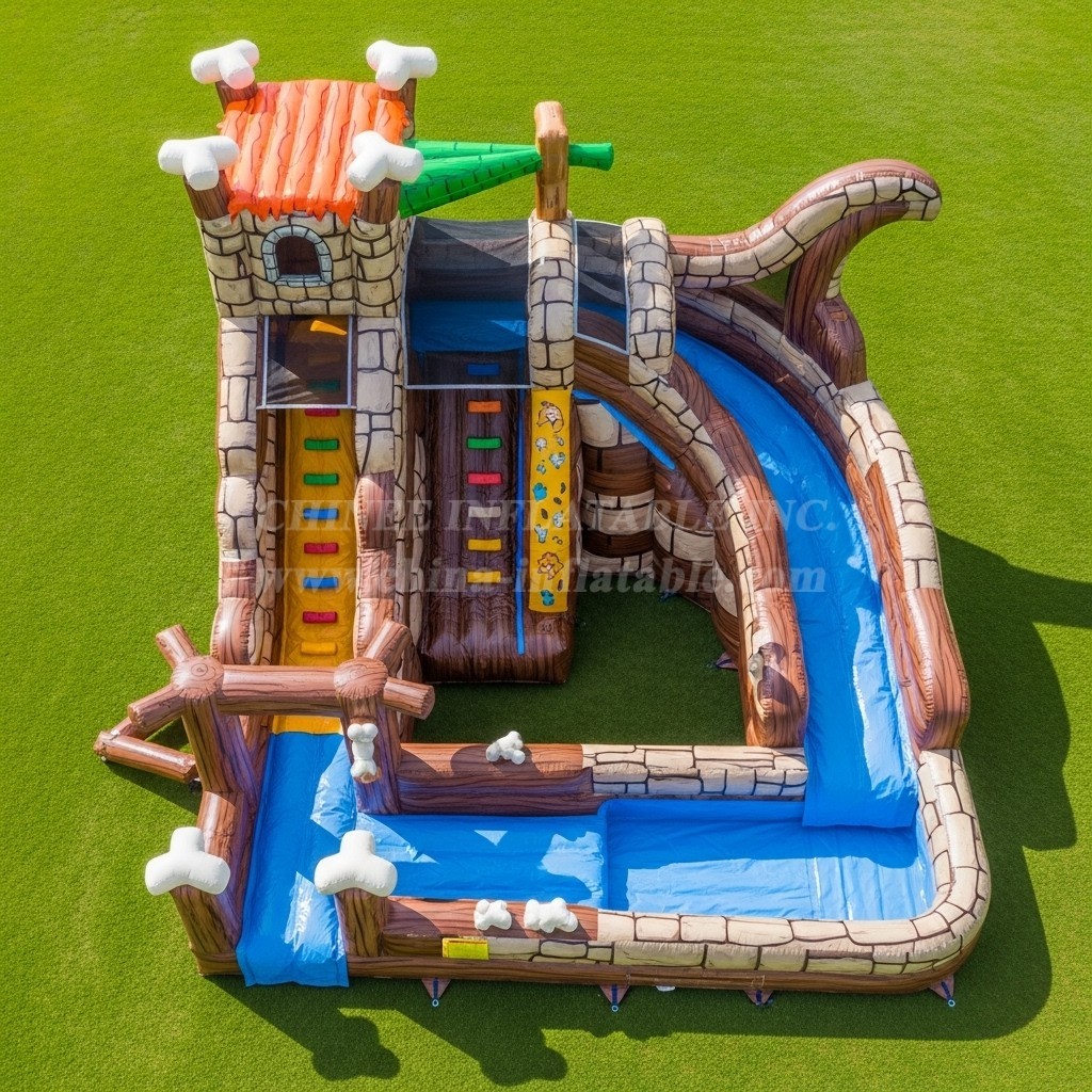 T8-7528 The Flintstones Theme Inflatable Water Slide