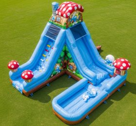 T8-7553 The Smurfs Theme Inflatable Water Slide
