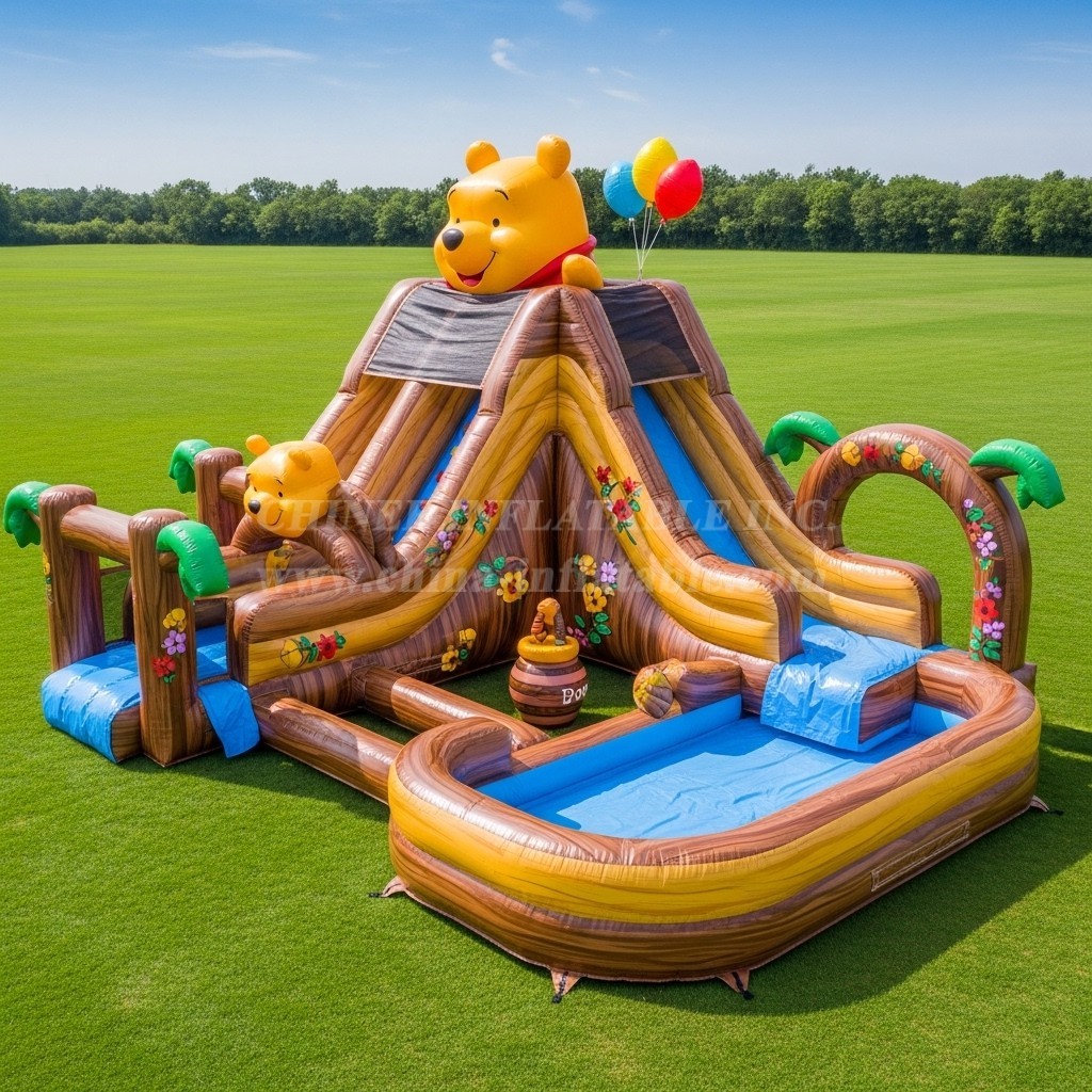 T8-7602 Winnie the Pooh Theme Inflatable Water Slide