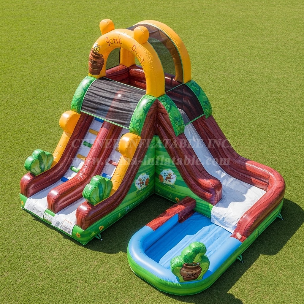 T8-7606 Winnie the Pooh Theme Inflatable Water Slide