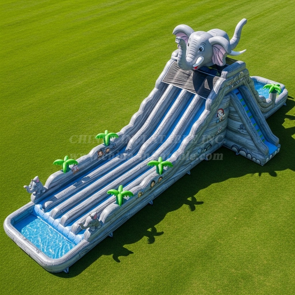 T8-8992 Elephant Theme Inflatable Water Slide