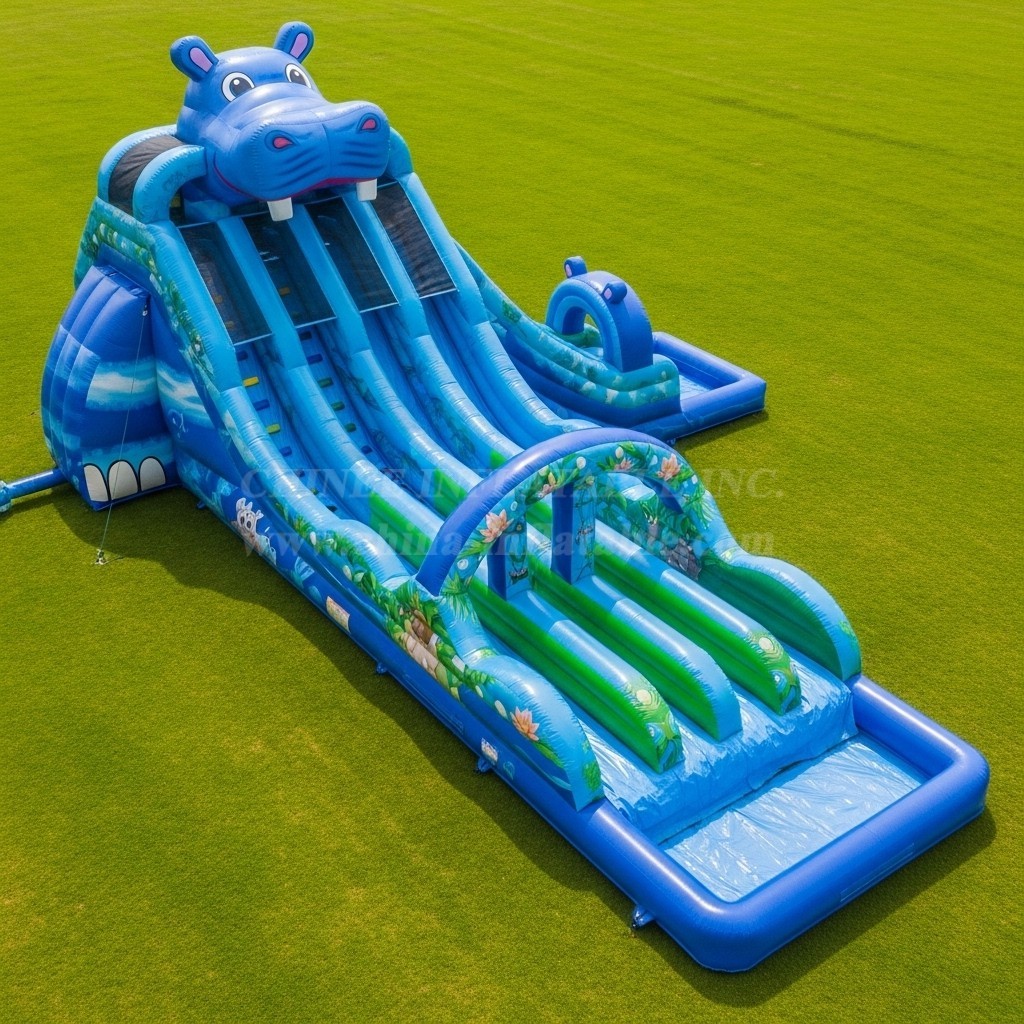 T8-9006 Hippo Inflatable Water Slide