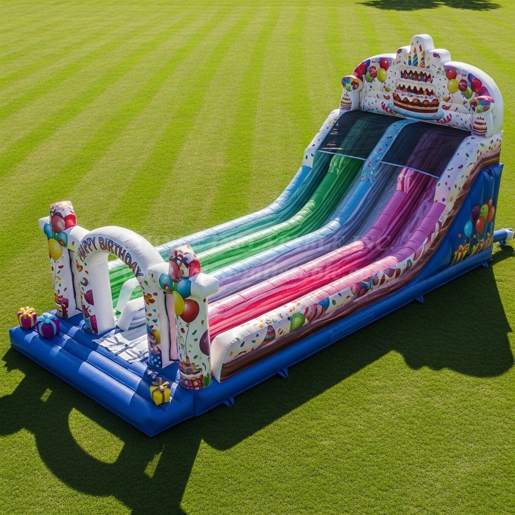 T8-9197 Birthday Theme Inflatable Slide