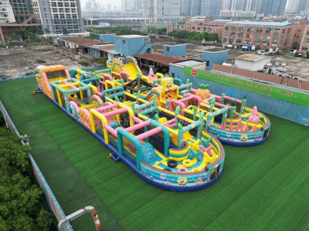 CR2-126 SpongeBob Theme Challenging Run Giant Inflatable Obstacle Courses