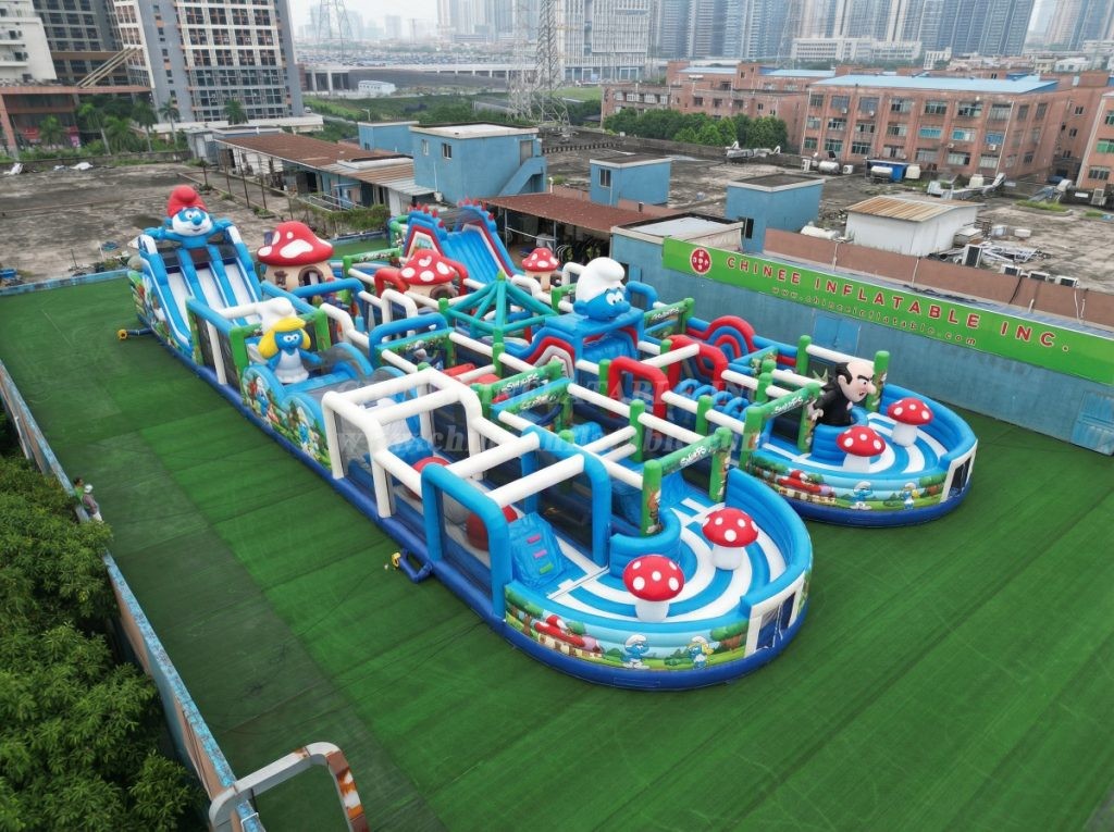 CR2-151 The Smurfs Theme Challenging Run Giant Inflatable Obstacle Courses