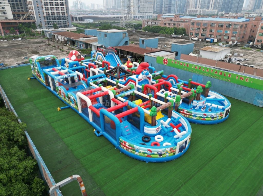 CR2-152 The Smurfs Theme Challenging Run Giant Inflatable Obstacle Courses