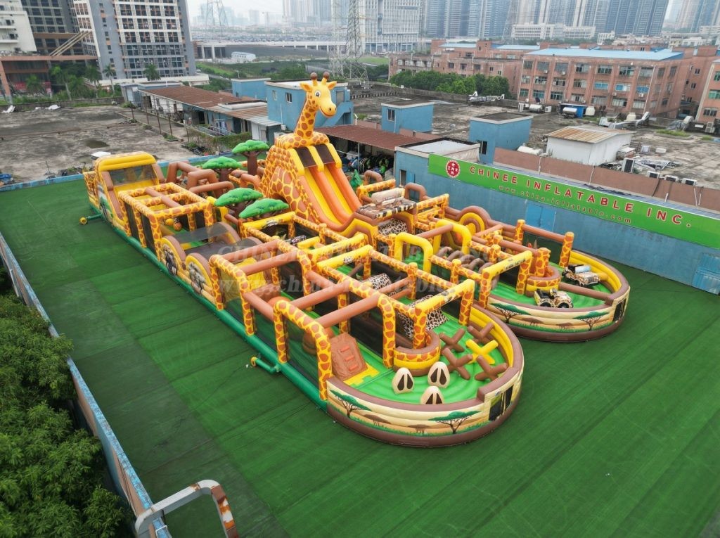 CR2-197 Giraffe Theme Challenging Run Giant Inflatable Obstacle Courses