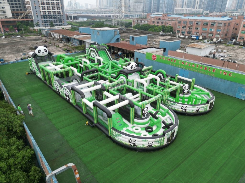 CR2-220 Panda Theme Challenging Run Giant Inflatable Obstacle Courses