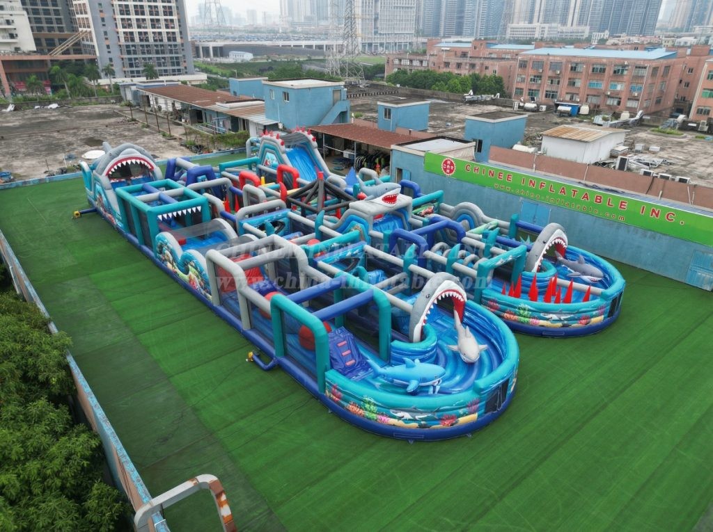 CR2-232 Shark Theme Challenging Run Giant Inflatable Obstacle Courses