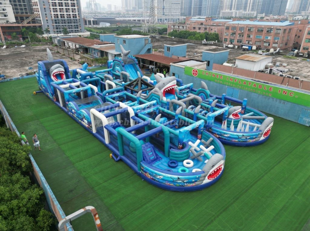 CR2-233 Shark Theme Challenging Run Giant Inflatable Obstacle Courses