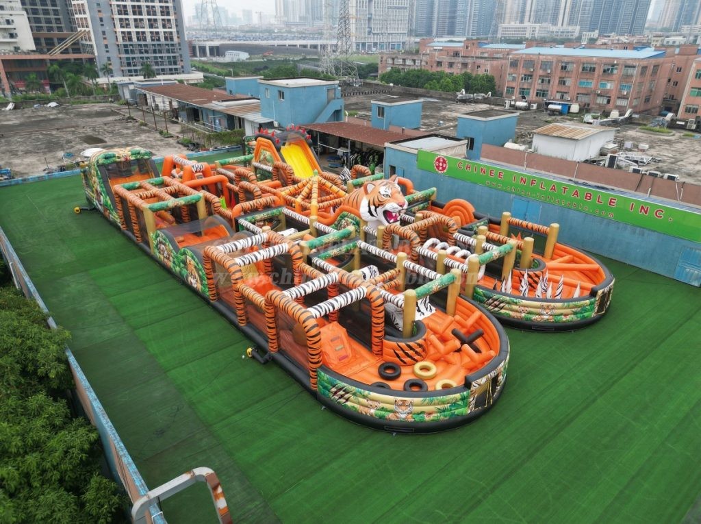 CR2-241 Tiger Theme Challenging Run Giant Inflatable Obstacle Courses
