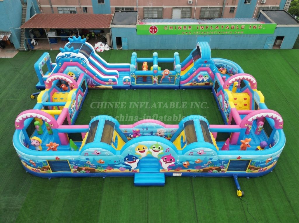 CR2-264 Baby Shark Theme Challenging Run Giant Inflatable Obstacle Courses